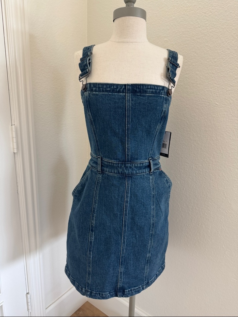 NWT Volcom In Awe Denim Overall Dress, Size S